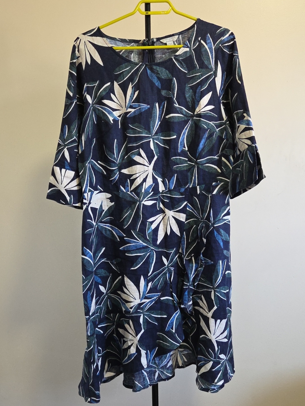 Monsoon 100% Linen Navy White Botanical Shift Dress - Women